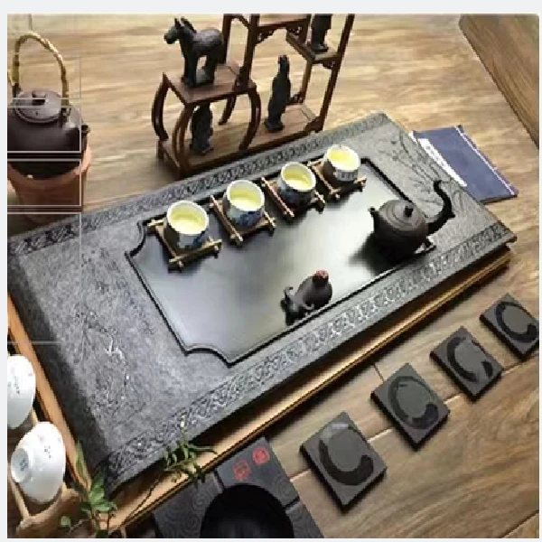 包邮 天然乌金石茶盘排水大号整块功夫茶具茶海石材茶台茶托家用