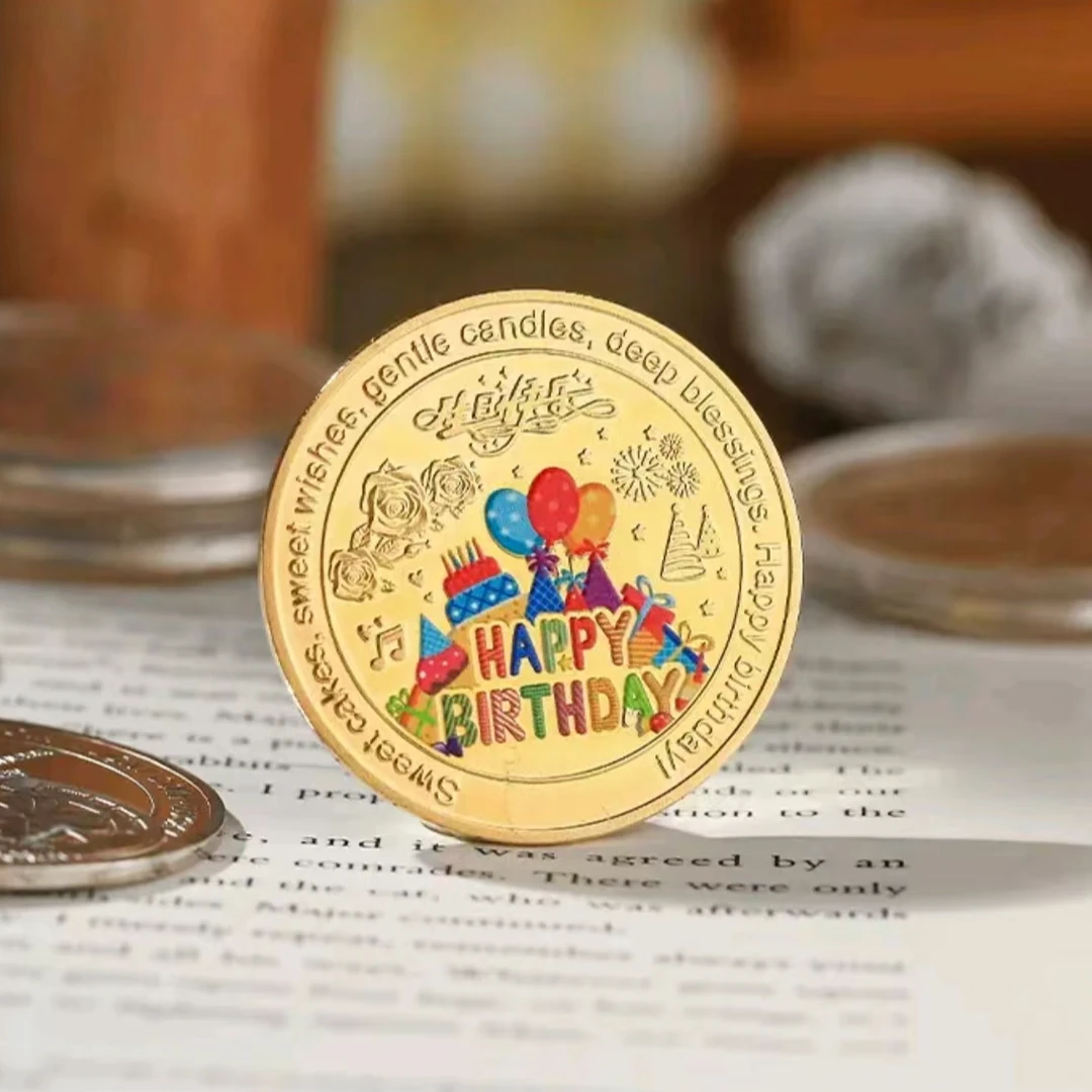 【飞驰】2024新款生日快乐纪念币金属电镀生日蛋糕纪念章送女朋友