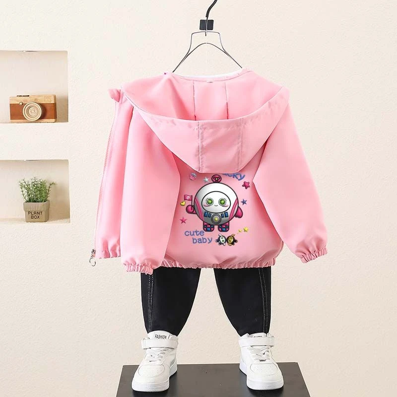 女童外套春秋2025新款开衫宝宝春装儿童夹克洋气女孩连帽休闲上衣