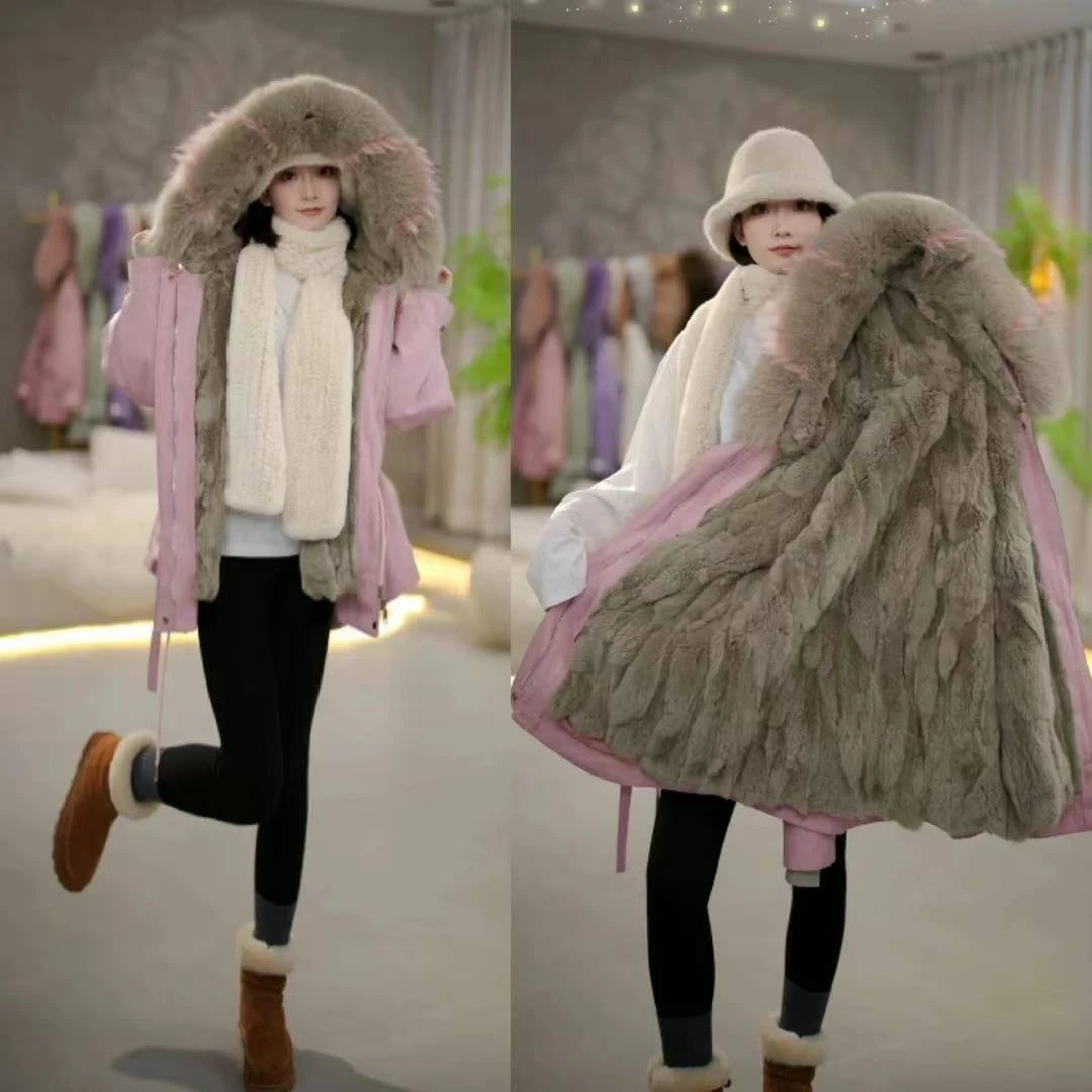 匠婷设计款【小狐仙】高端獭兔毛内胆一衣三穿收腰显瘦冬季派克服