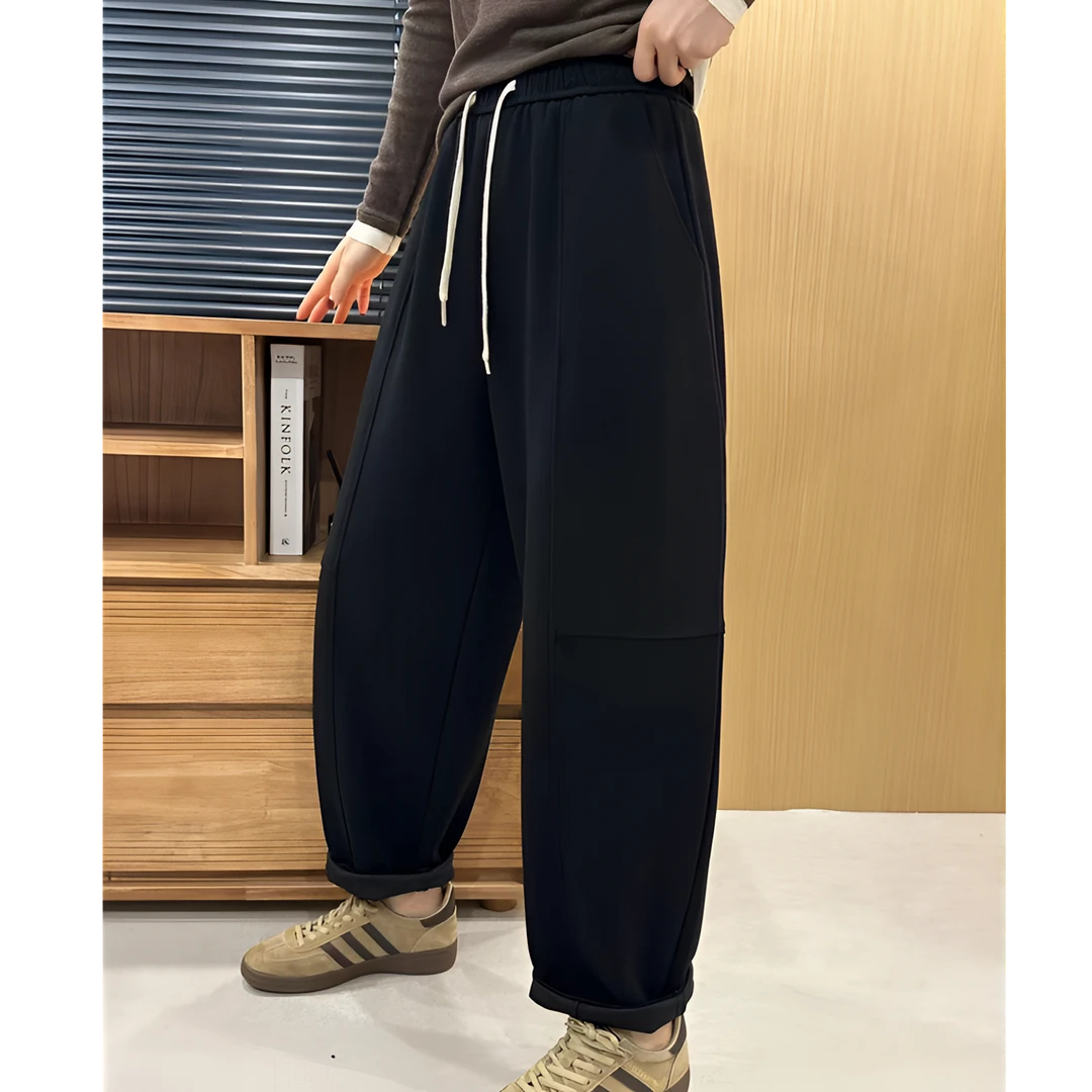 2024秋款新款长裤抽绳百搭通勤显瘦薄款女士纯色阔腿裤-24170-1