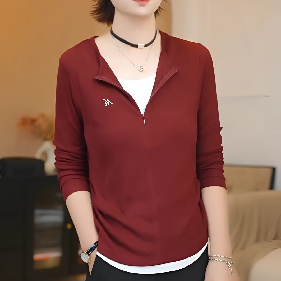 2024秋季新款拉链休闲百搭薄款洋气显瘦长袖半开衫女士卫衣-6025