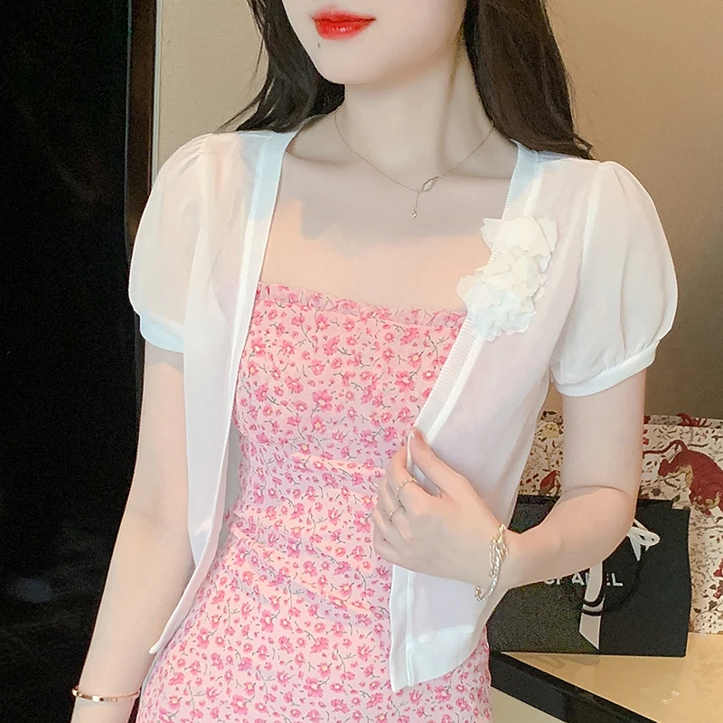 防晒衣女短款2025夏季韩版学生小披肩百搭薄款开衫雪纺小披肩外套