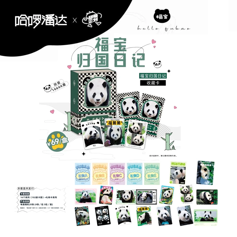 【拆盒】哈啰潘达《福宝归国日记》正版授权系列收藏纪念卡牌盲盒代拆