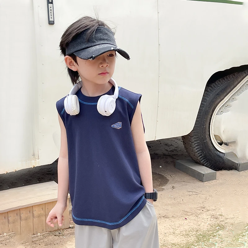 童装男童背心夏季新款外穿儿童薄款无袖T恤中大童上衣清HFGCXBX
