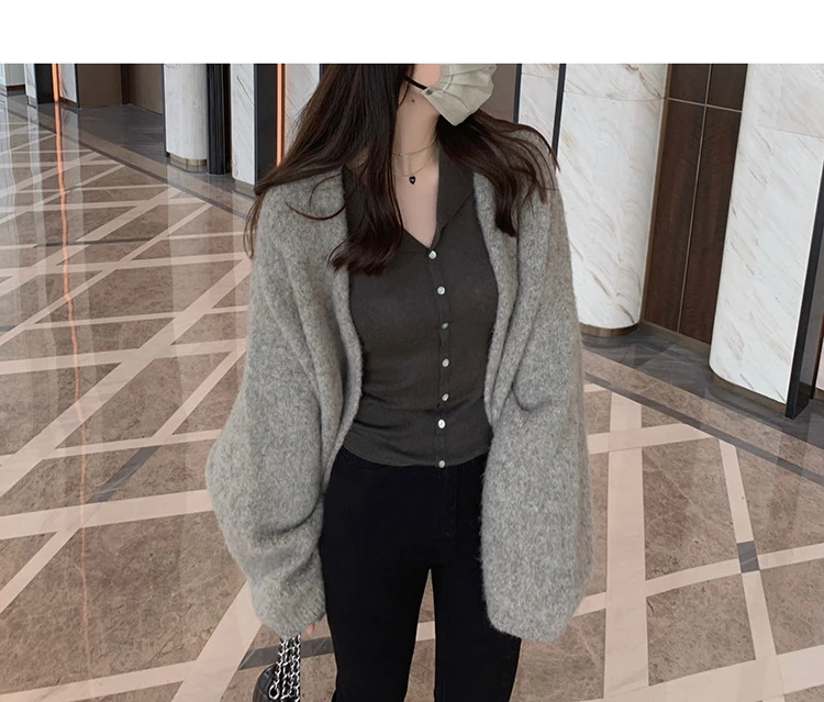 You/羊 毛开衫毛衣~慵懒感针织衫上衣初秋外套