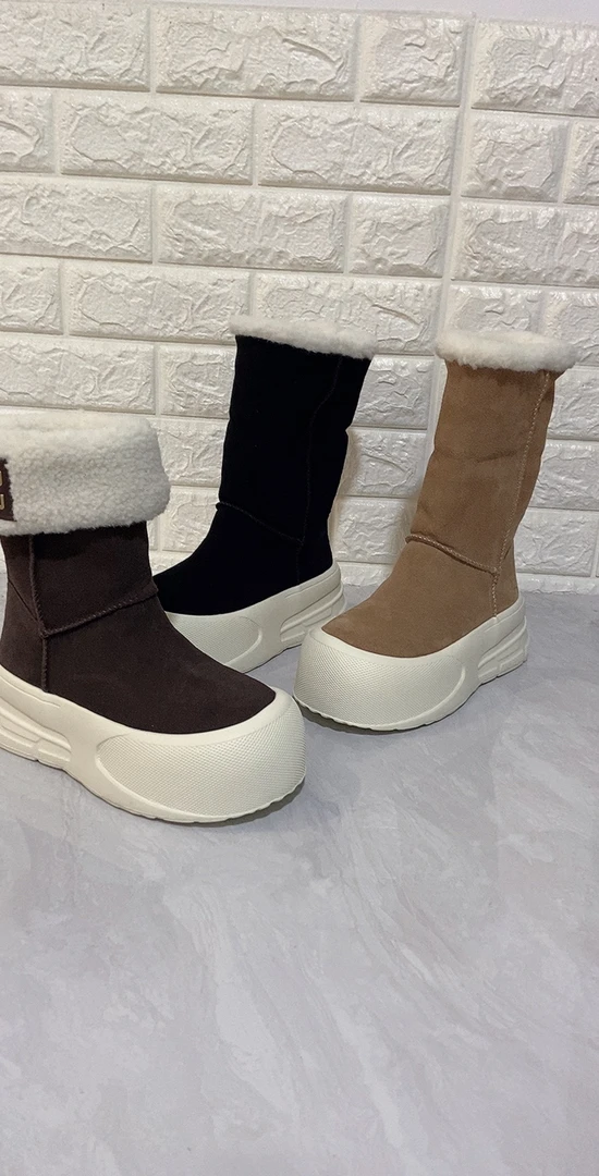 616-1 雪地靴冬季新款时尚百搭棉鞋厚底增高短靴女面包鞋两穿女鞋