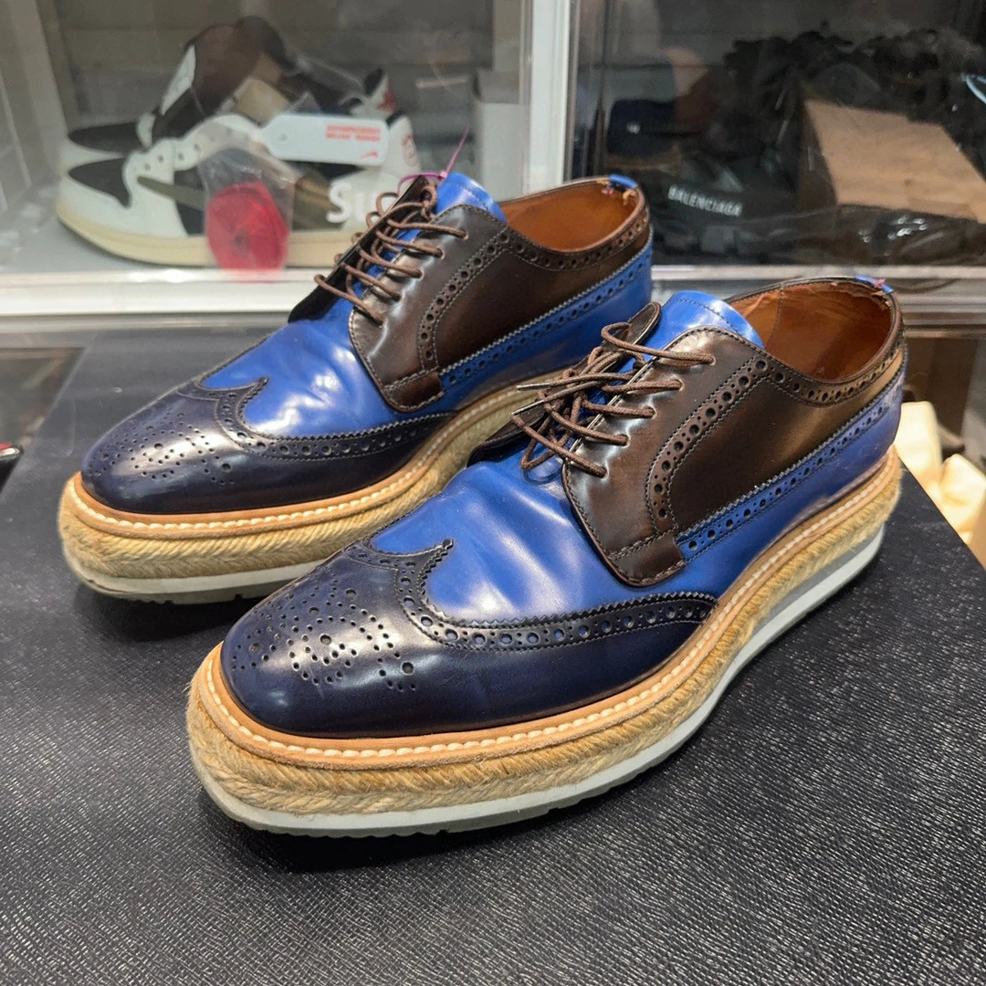 41码/Prada普拉达 皮革时尚穆勒厚底鞋/95新原盒