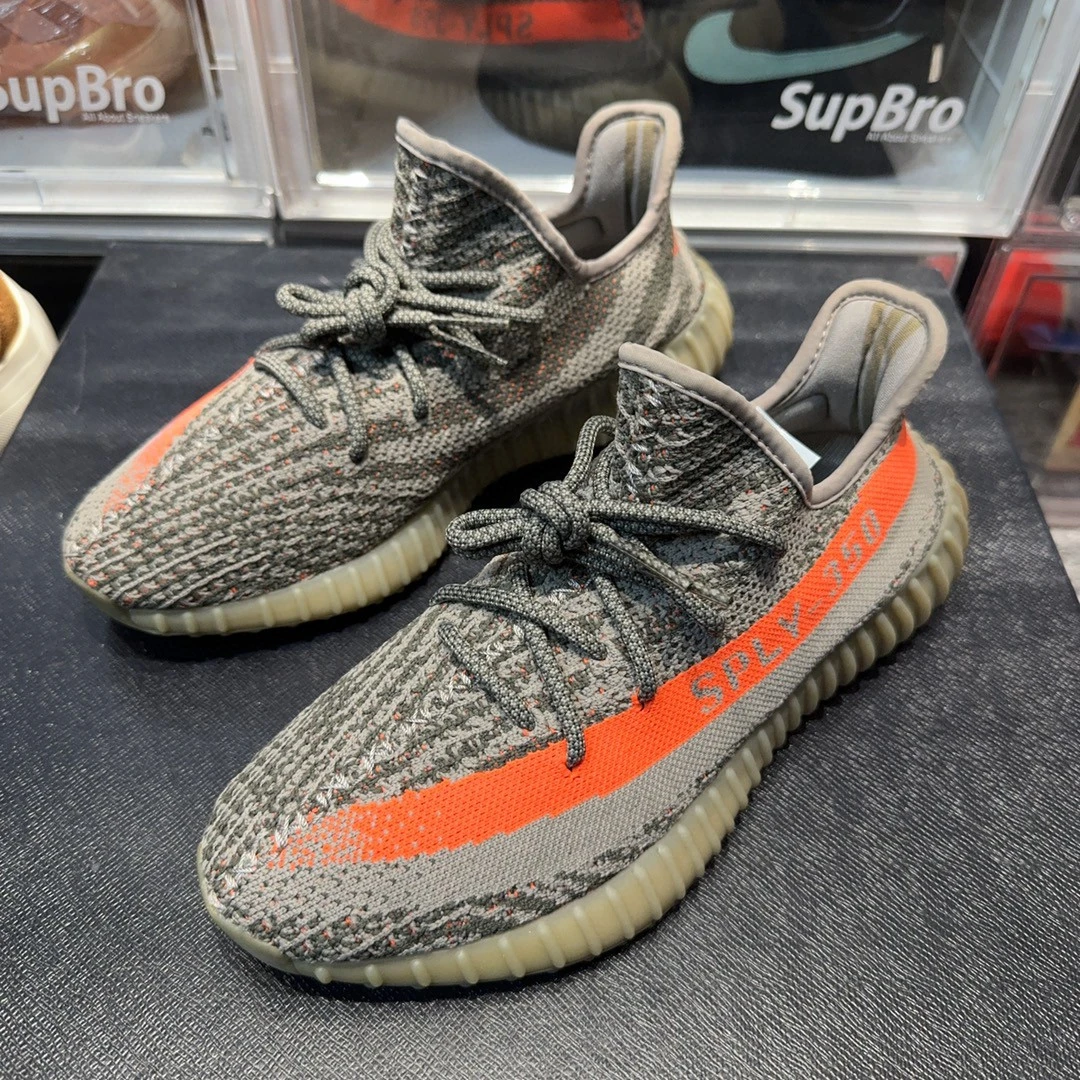 42码/adidas yeezy350灰橙 350椰子休闲鞋/97新无盒/0528