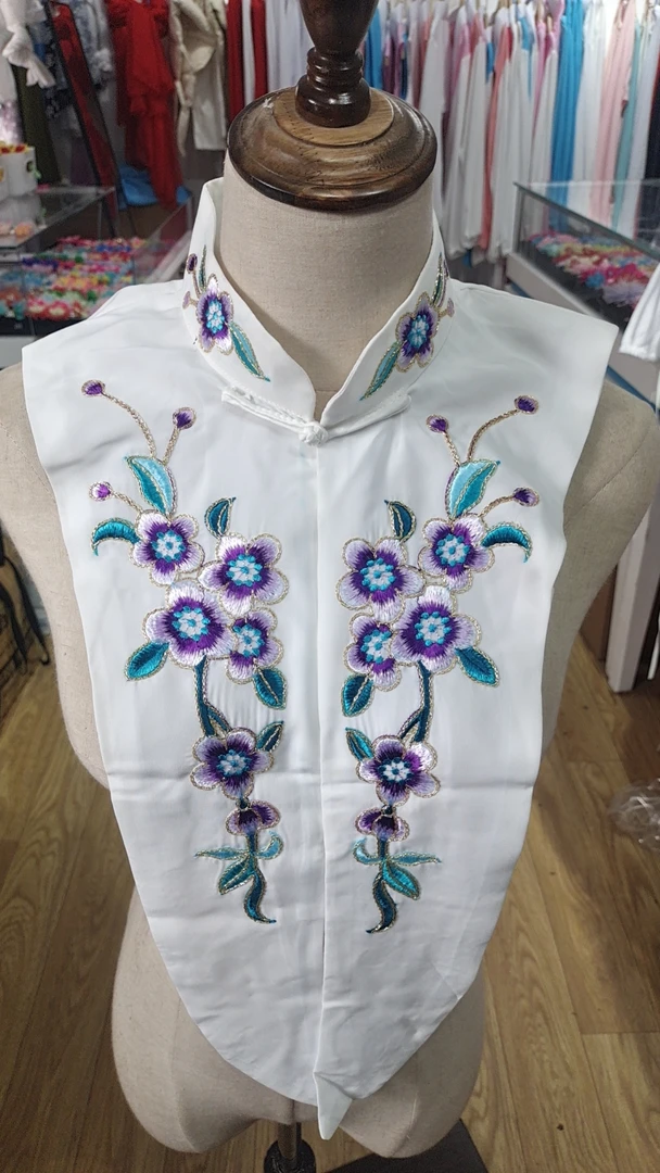 戏曲双绉绣花领带花旦青衣京剧越剧