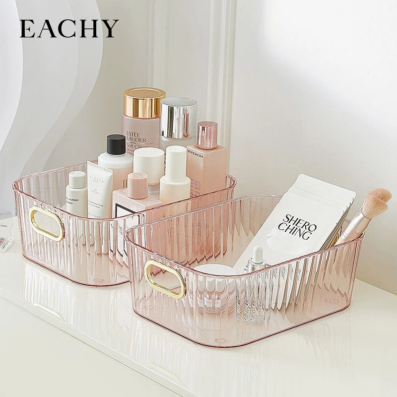 轻奢桌面化妆品收纳盒亚克力梳妆台面膜护肤品杂物茶几零食收纳筐