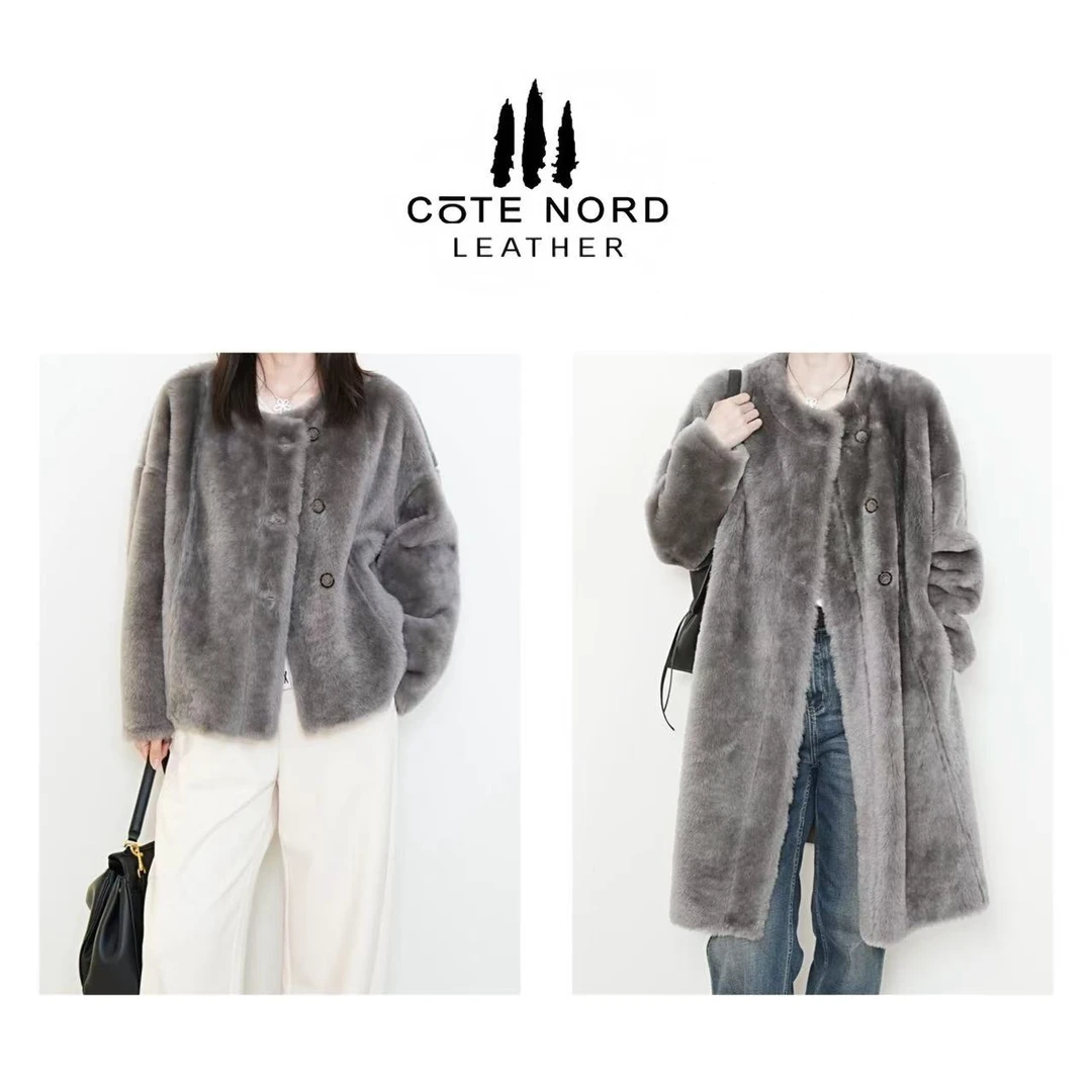 【小钱总】“月光灰” 巴卡美利奴皮毛一体外套YT QJH-8330-2 56151-2