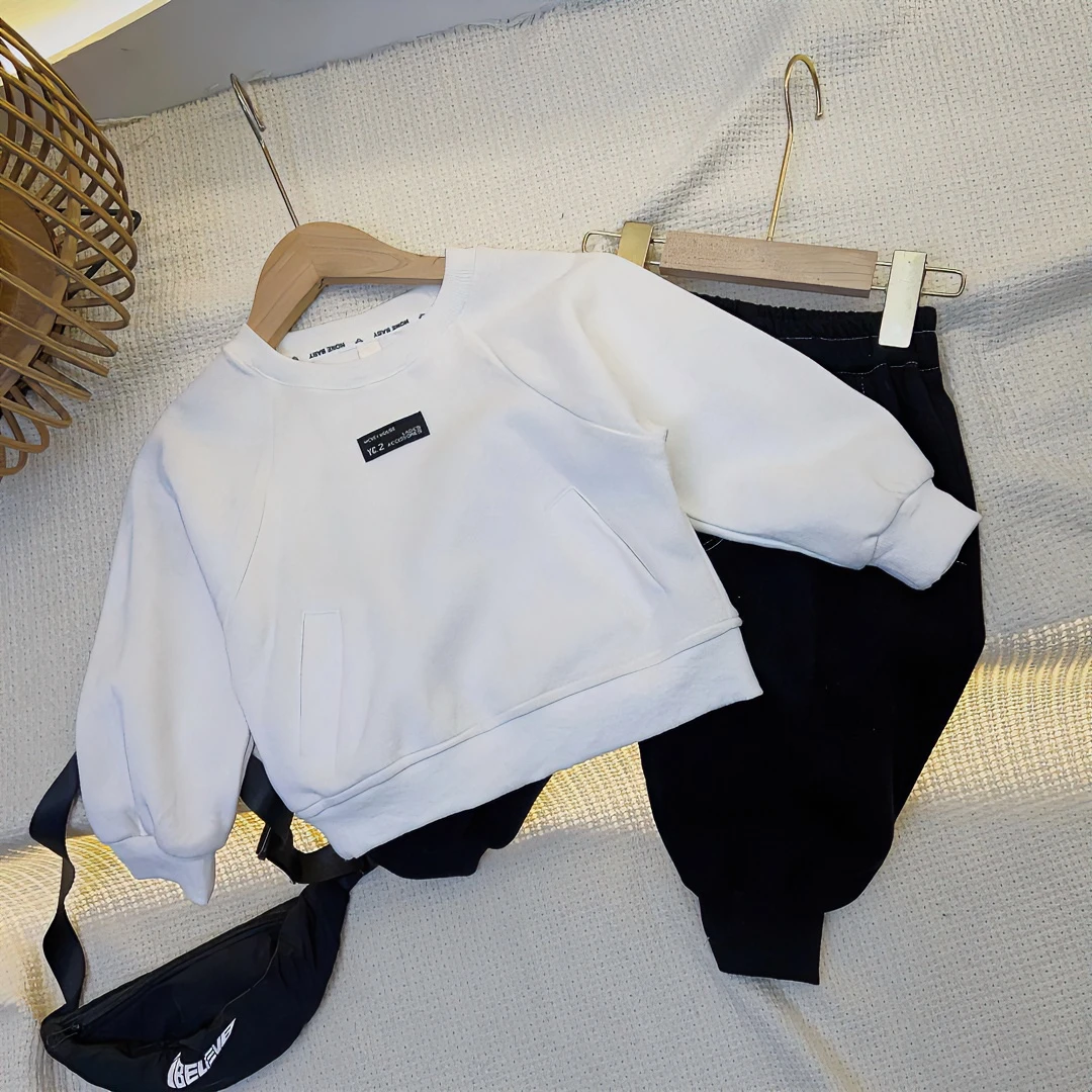 2024新款儿童春秋卫衣小童长袖T恤宝宝打底上衣内搭圆领卫衣春款