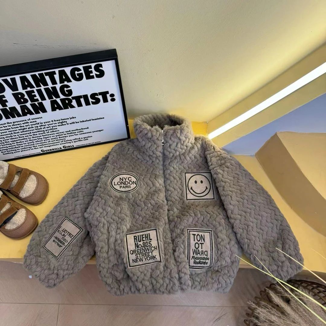 2023年新款冬季洋气时髦加绒加厚韩版冬季男女童新款儿童外套保暖