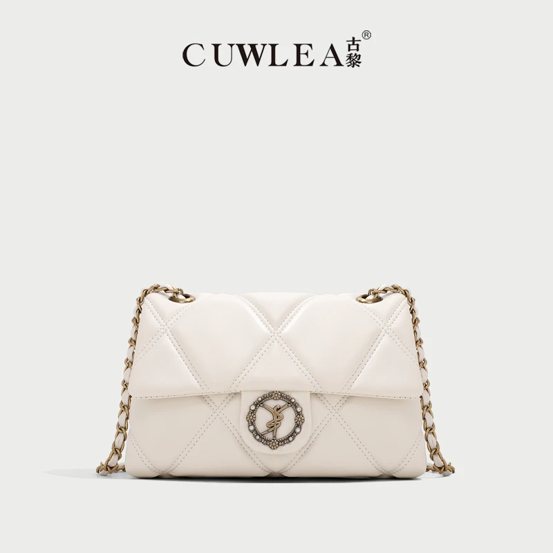 【CUWLEA/古黎】绣线菱格百搭斜挎包GL-8018（配礼盒）