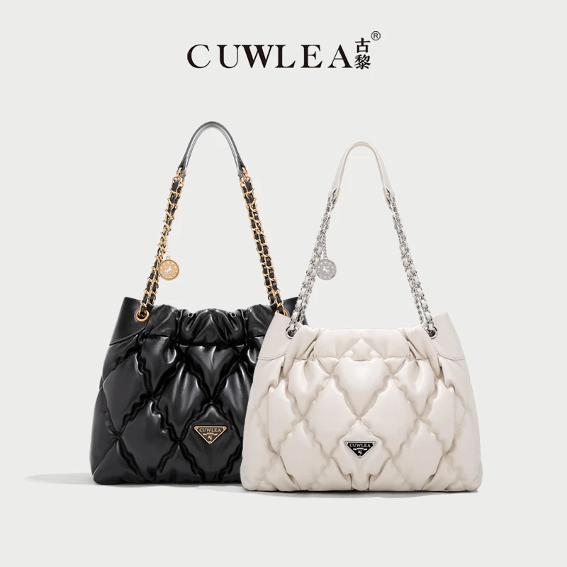 【CUWLEA/古黎】小香风垃圾袋单肩斜挎包菱格绣线包GL-6118