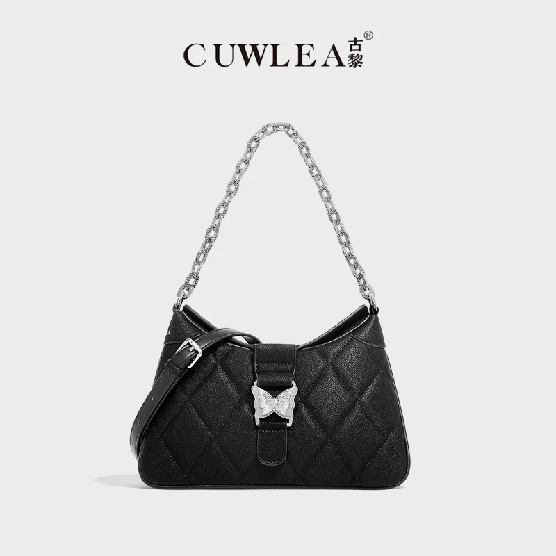 【CUWLEA/古黎】2024新款“牛角包”时尚女包单肩斜挎包GL-6036-1