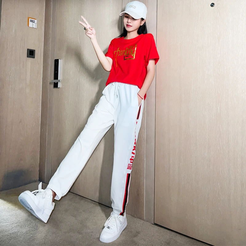 杨丽萍广场舞运动服夏新款曳步舞短袖服装活力中国风红歌表演套装