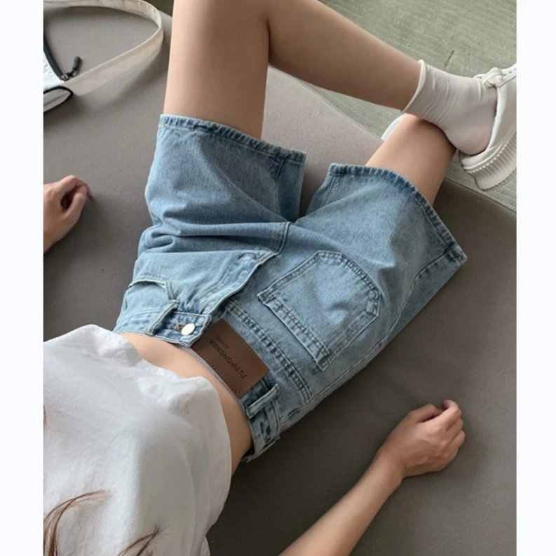 高腰阔腿牛仔短裤女夏薄款宽松短裤胖mm大码夏装遮肉显瘦a字裤子