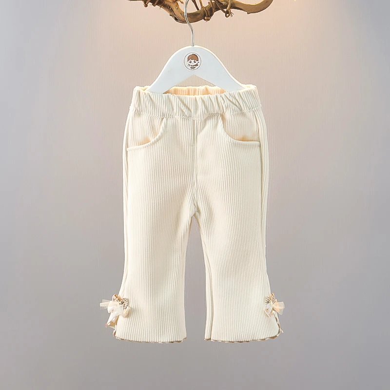 2025新款女童加绒裤子喇叭裤秋冬款洋气时髦儿童宝宝一体绒冬季