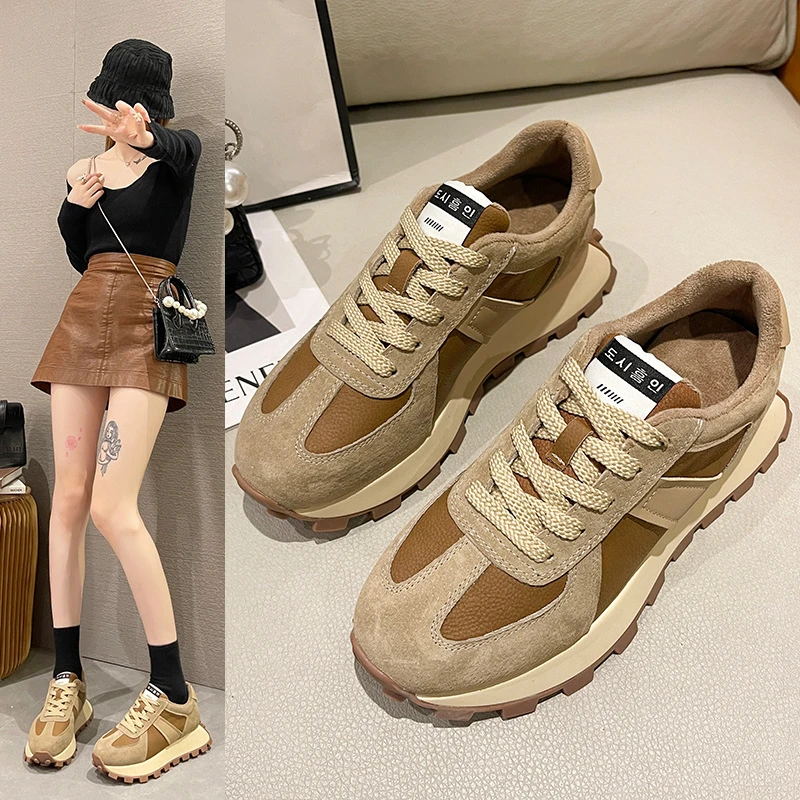 美拉德风阿甘鞋女2023年秋冬季新款时尚加绒休闲运动女鞋厚底百搭