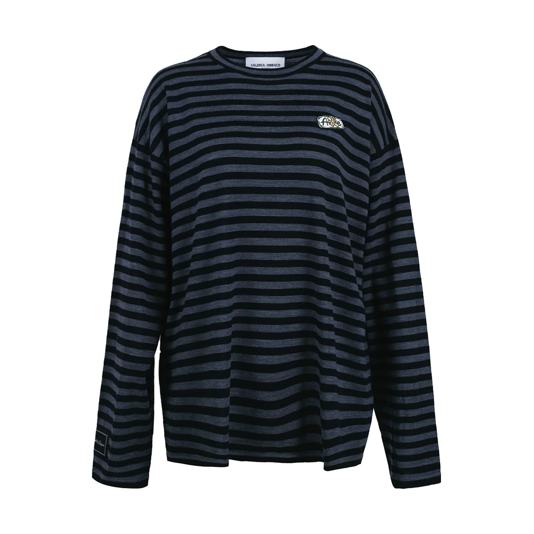 VALERIAOBBACO/瓦莱丽娅 奥贝科百搭宽松空气长袖T恤