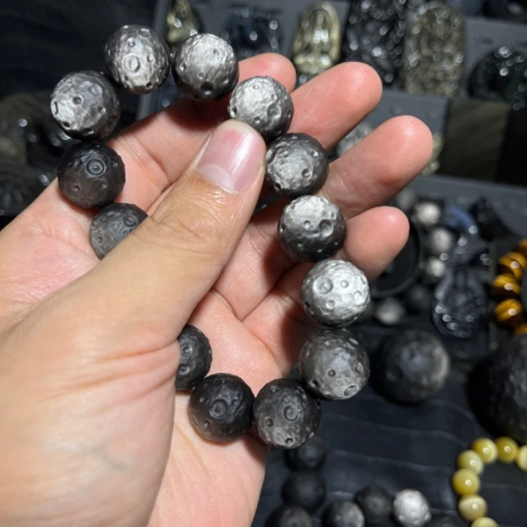 收藏7a银色男士月球星球手链单圈情侣男士水晶手串