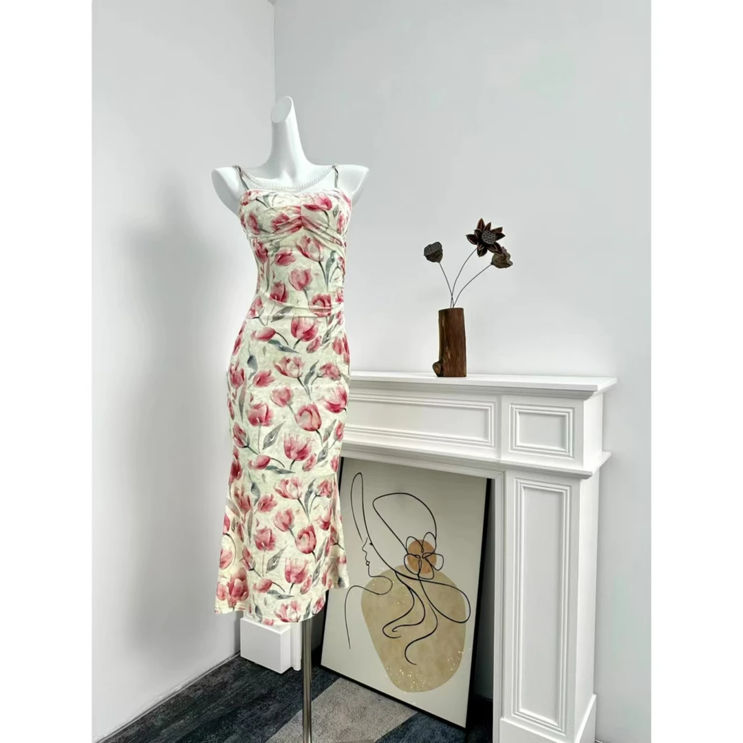 复古高级性感辣妹丝绒网纱吊带连衣裙编号201-400