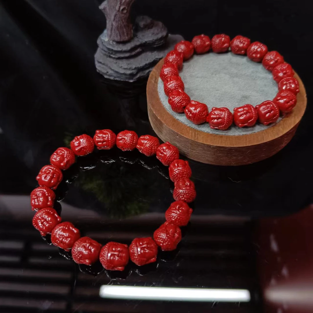 含辰砂工艺品A5200含辰朱砂佛头手串