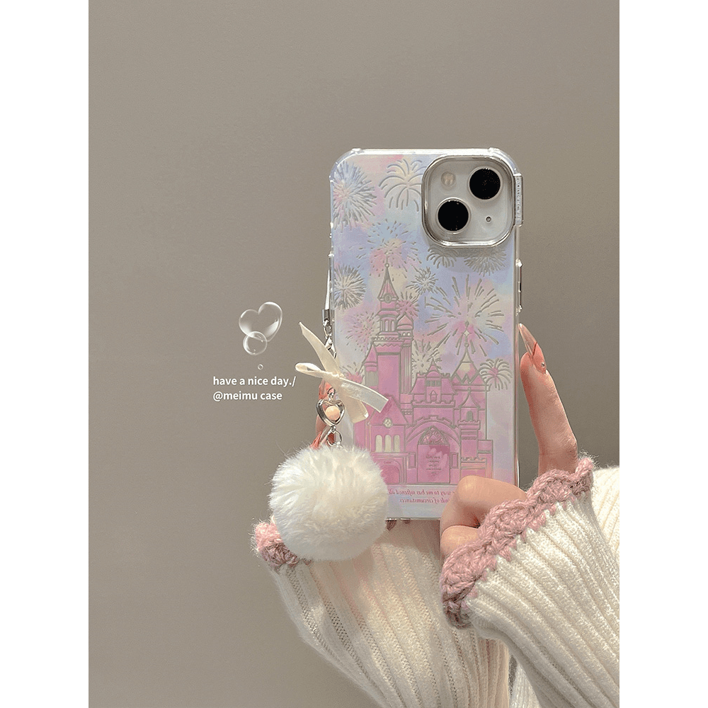 新年梦幻城堡烟花适用iPhone15promax手机壳苹果14新款13/12/11女