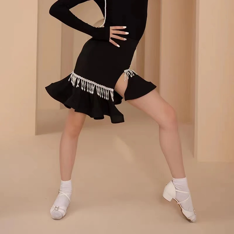 儿童拉丁舞袜子女童白色蕾丝公主袜专业规定袜比赛专用舞蹈袜短袜