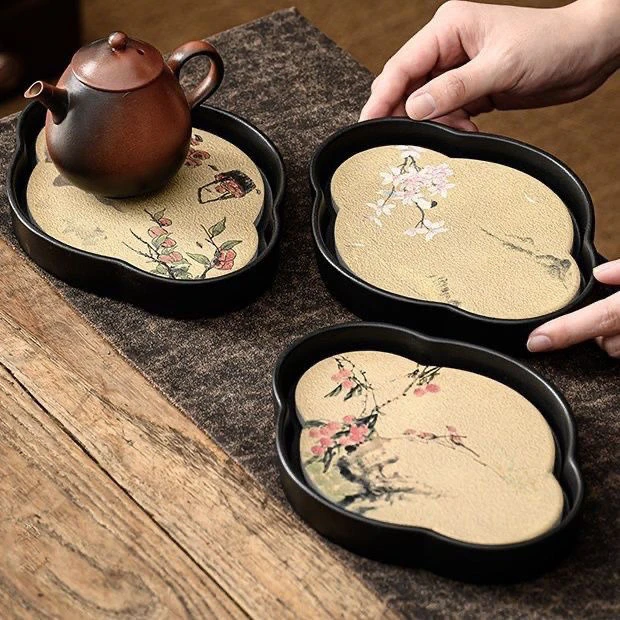 【羊姐姐宠粉】海棠吸水壶承陶瓷茶盘小型家用茶盘简约速干泡台