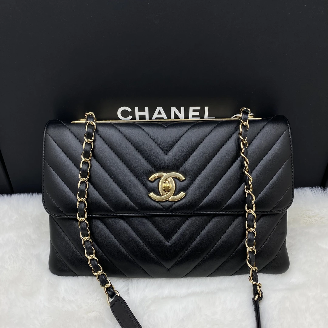 95新 Chanel/香奈儿 香奈儿黑金trendy cc 风琴款腋下包 28开带卡