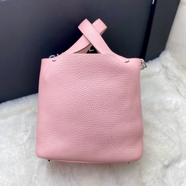 95新 Chanel/香奈儿 爱马仕樱花粉18菜篮子手提包 Y刻