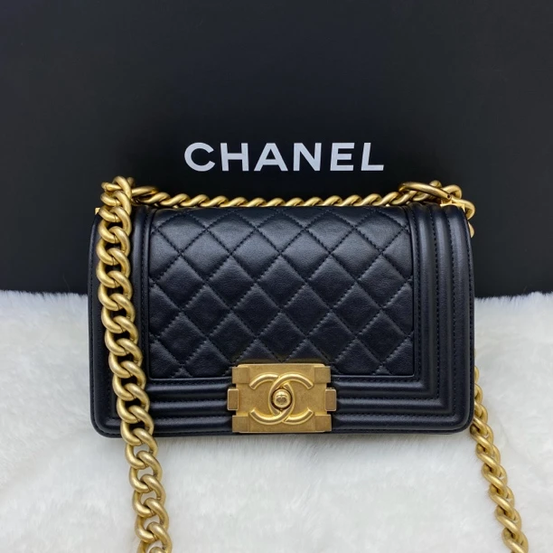 95新 Chanel/香奈儿 香奈儿黑金Leboy小号单肩斜挎包 30开带卡