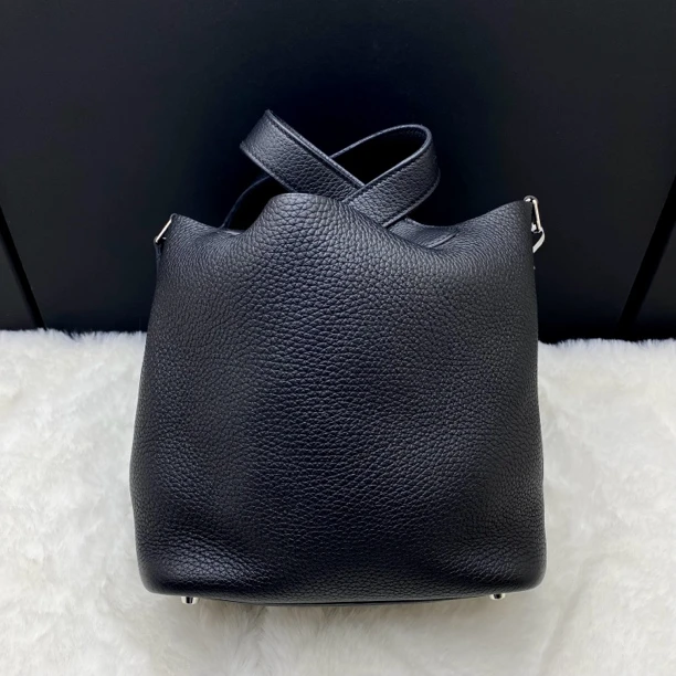 95新 Hermes/爱马仕 爱马仕黑银18菜篮子手提包 Z刻