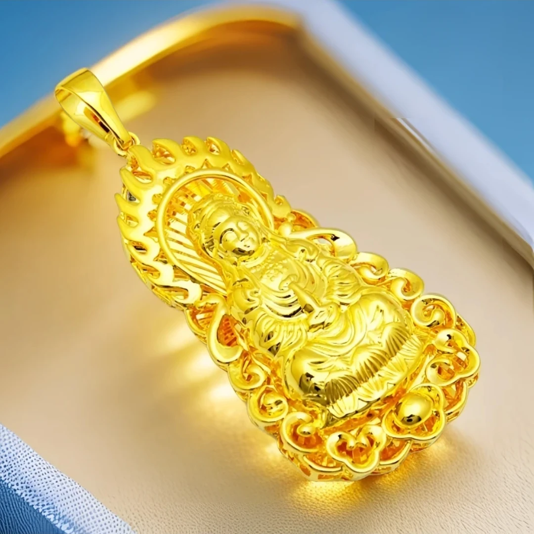 吊坠足银 金抱银观音吊坠火焰观音挂坠男女款招财如意送礼物精美