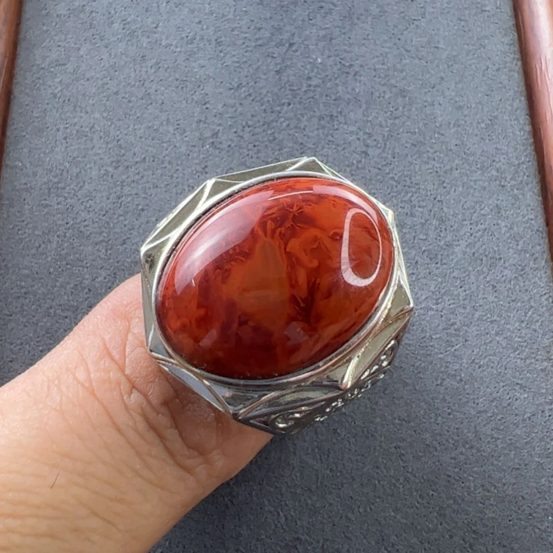 【闪购商品】南红玛瑙戒指银S925镶嵌小**姐