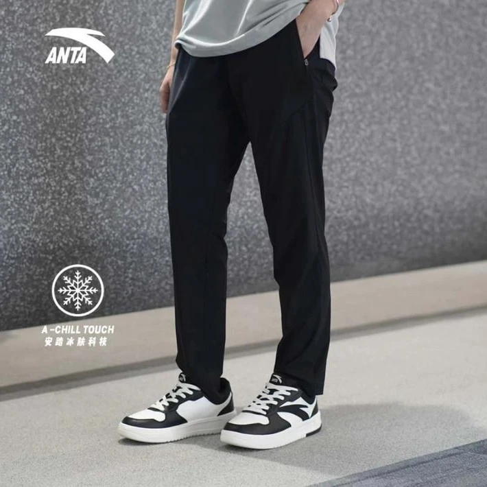 安踏男士吨吨冰肤科技长裤训练男2024针织运动长裤户外152437349