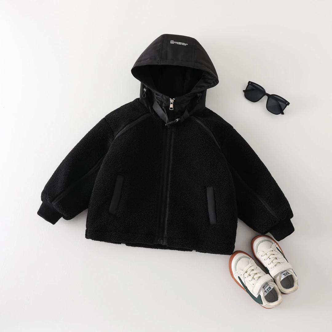 男童加绒外套冬款2025新款儿童冬装加厚毛毛衣宝宝棉衣童装款潮流