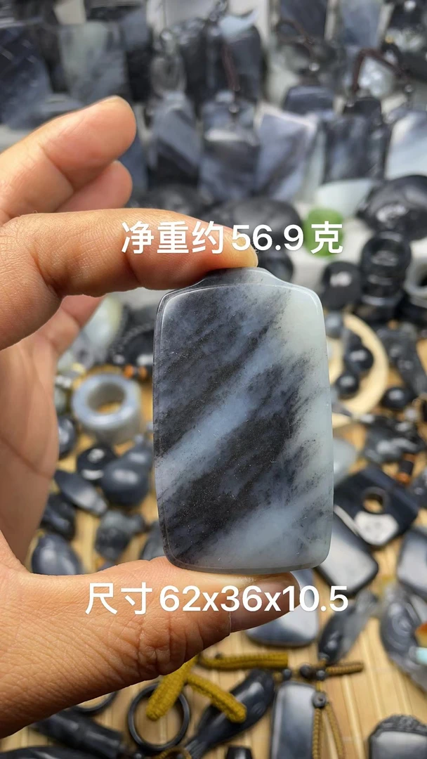 天然和田玉青花意境平安无事牌吊坠挂件