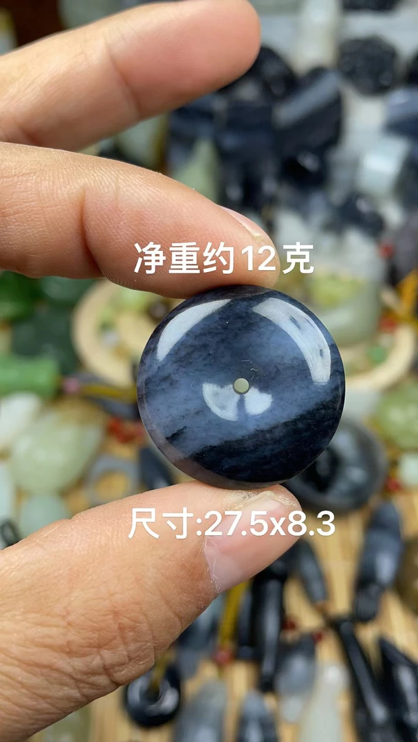 天然和田玉籽料青花平安扣吊坠