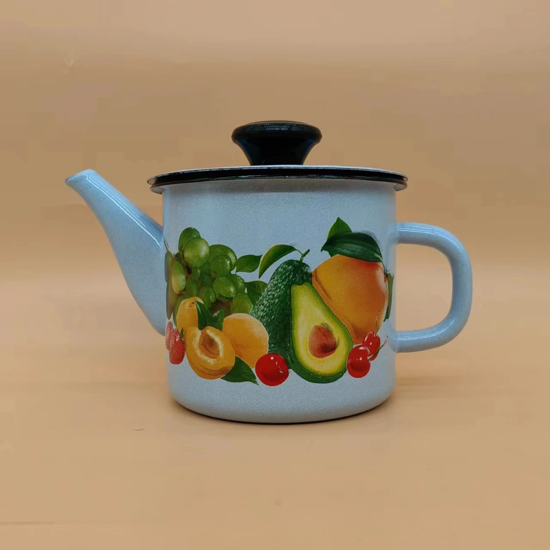 俄罗斯原装进口怀旧复古1升搪瓷油壶 茶壶 醋壶 酱油壶 热奶壶