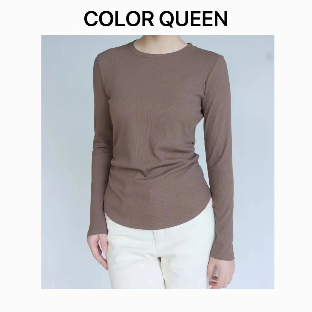 COLOR QUEEN “美拉德”坑条基础长袖圆领衫时尚显瘦修身秋冬