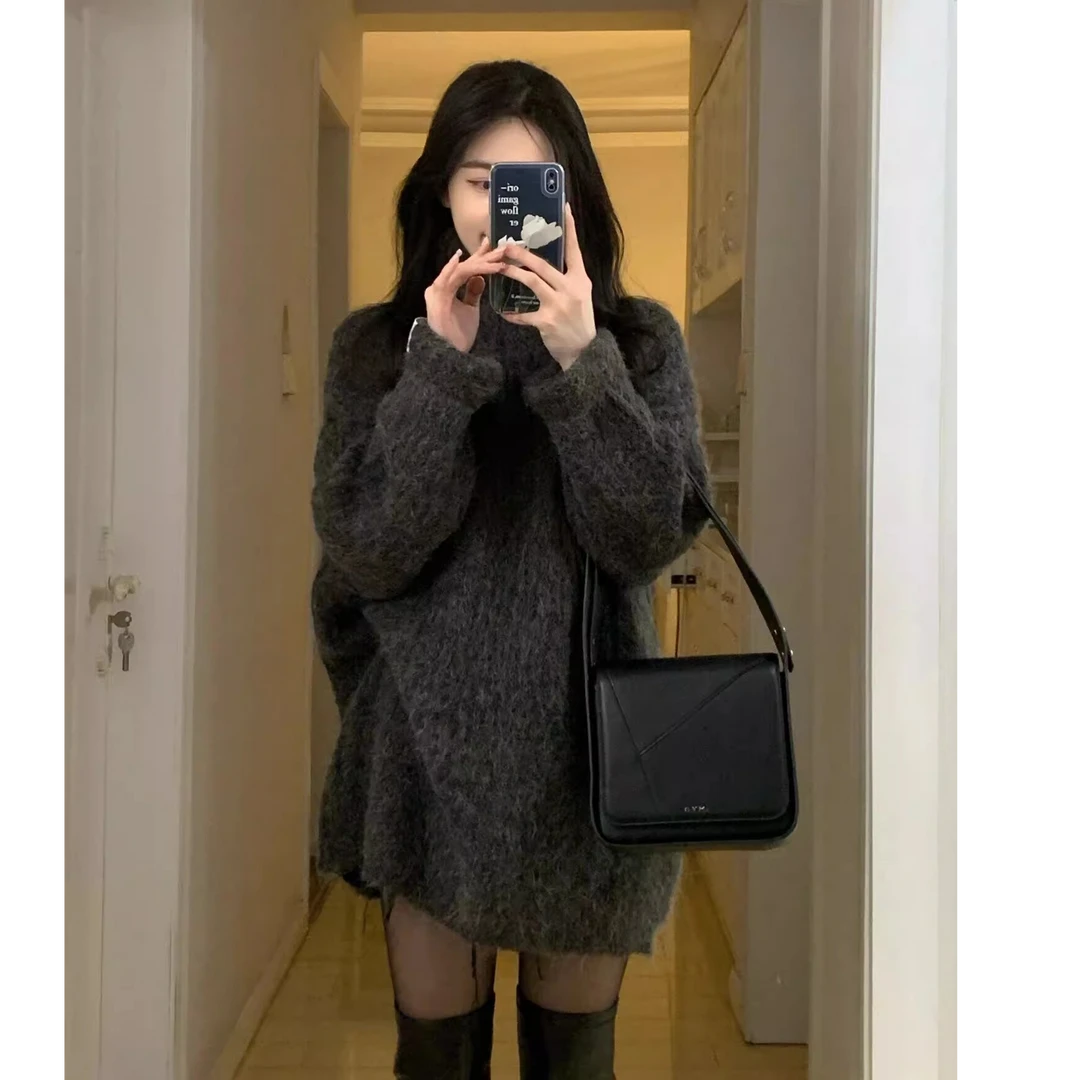 韩系慵懒风软糯高领毛衣女秋冬季新款小个子高级感百搭针织衫上衣