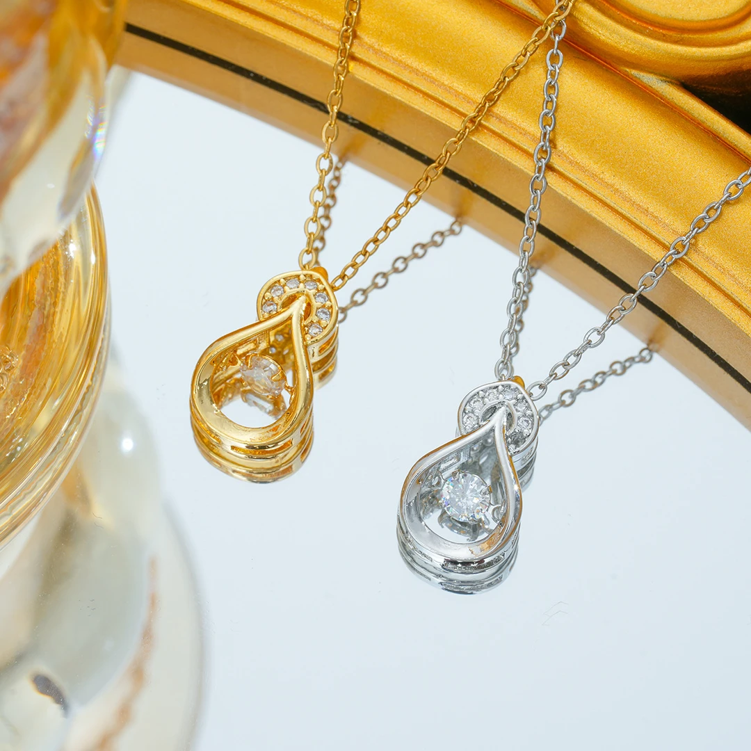 钛钢锆石项链 水滴项链女欧美ins风轻奢高级感镶钻锁骨链明星