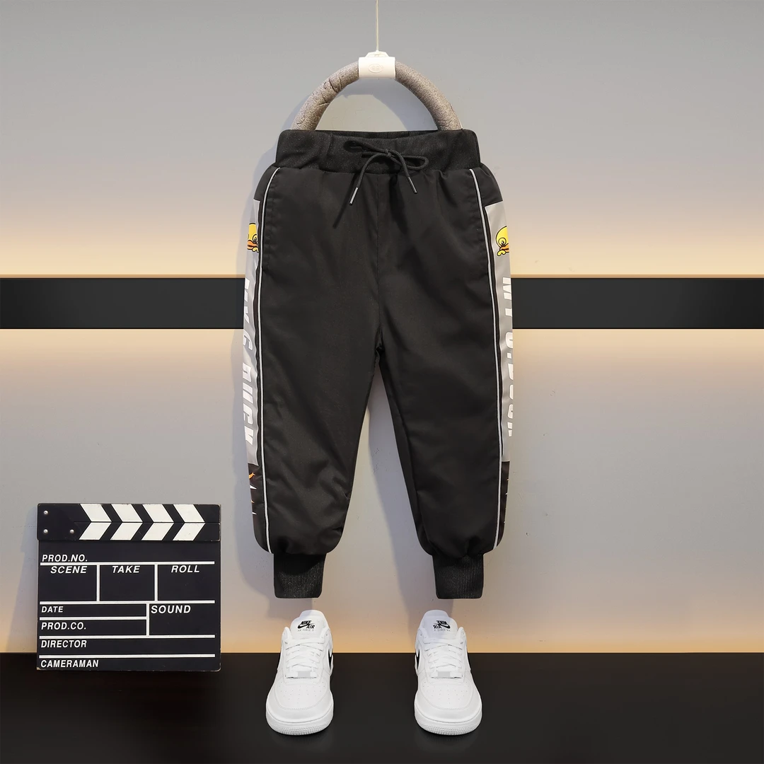 小黄鸭男童女童羽绒裤外穿冬季2023新款时尚保暖加厚防寒裤