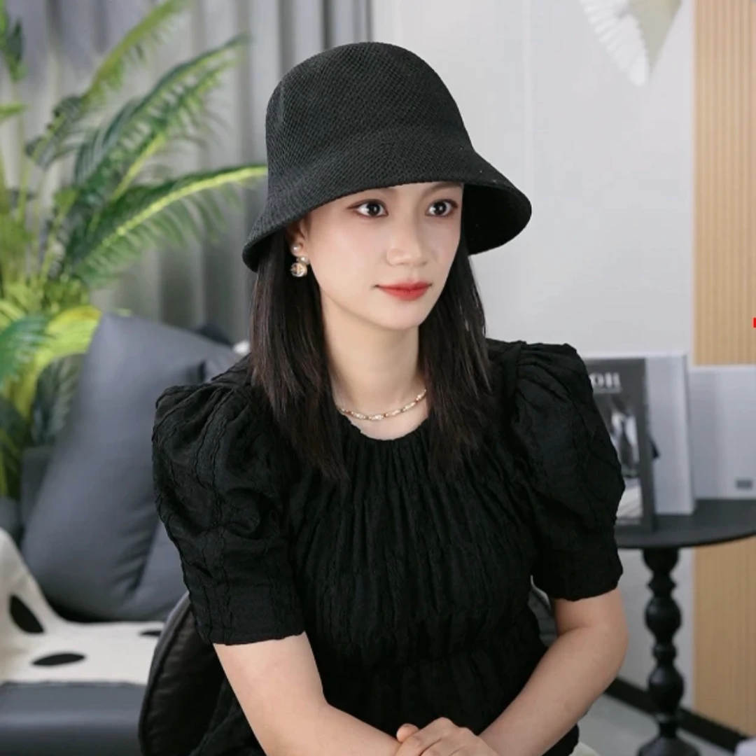 韩版薄款编织气质时尚渔夫帽女春夏显脸小休闲百搭出游编织气质