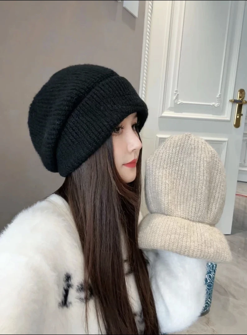 【灯笼款针织堆堆帽】高弹力帽围显脸小大头围保暖百搭慵懒风毛线帽