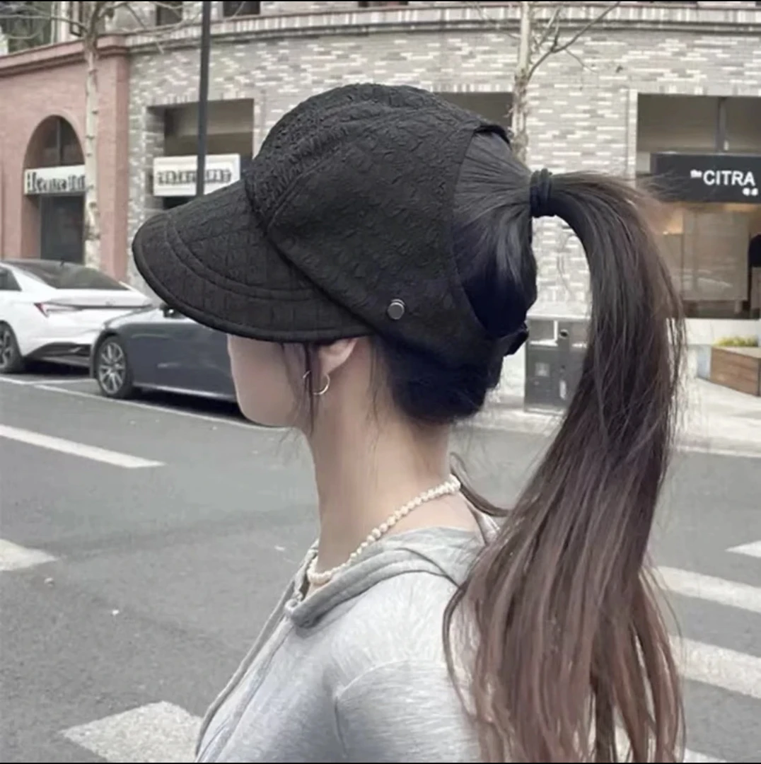 可挂口罩（不勒耳朵）可扎马尾女士帽子女生帽休闲百搭遮阳防晒帽
